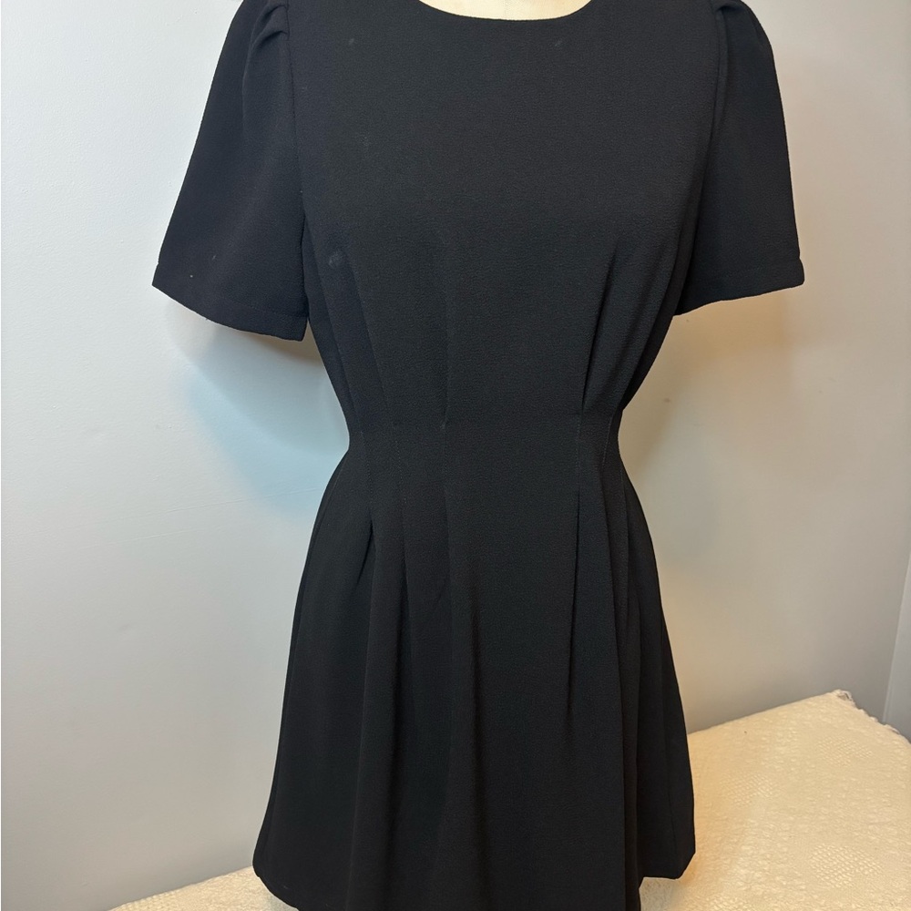 She + Sky Black Short-Sleeve Mini Fit-and-Flare Dress